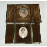 Two oval portrait miniatures, aide memoire and small box Condition Report: Available upon request