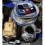An Ironstone jug, blue and white transfer printed dishes and other items Condition Report: Not
