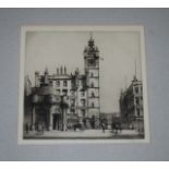 TOM MAXWELL Three etchings and A P THOMSON Tolbooth, Glasgow and W DOUGLAS MACLOUD signed,