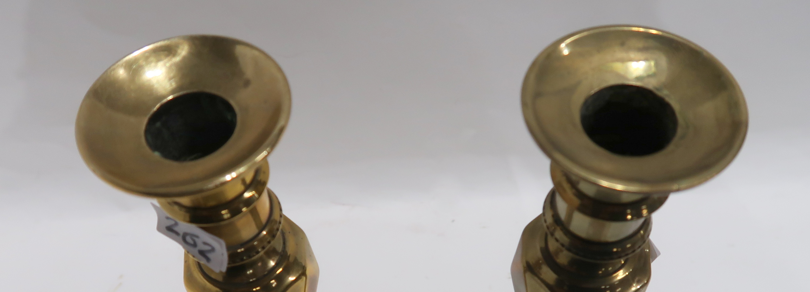 A pair of brass candlesticks and a pair of glass goblet produced for the Design Centre to - Image 3 of 5