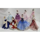 Five Royal Doulton figures including Lauren, Abigail, Winter Ball, Stephanie and Olivia, Royal