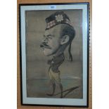 MARCEL PIC Caricature of an H.L.I officer, signed pastel, 49 x 32cm Condition Report: Not