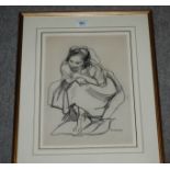 CHARLES McCALL R.O.I Studio Visitor, signed, charcoal, dated, (19)57, 37 x 26cm Condition Report: