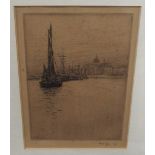 MORTIMER MEMPES Below Waterloo Bridge, signed, etching ,17 x 12cm and two others (3) Condition