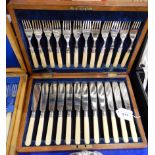 A cased twenty four piece fish cutlery set Condition Report: Not available for this lot