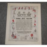 A Diamond Jubilee Procession commemorative napkin, 43 x 34cm Condition Report: Available upon
