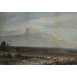 EDWARD RICHARDSON Cattle drover in an extensive landscape, signed, watercolour, 54 x 77cm