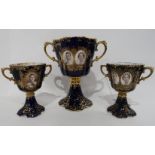 Three commemorative Aynsley porcelain twin-handled goblets, The Coronation of George VI and Queen