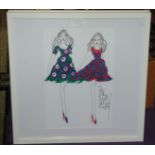 ROZ JENNINGS Design illustrations, felt pen, 29 x 19cm (2) Condition Report: Not available for