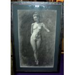 LEE CRAIGMILE Female nude study, conte drawings, 40 x 16cm and 61 x 37cm (2) Condition Report: Not