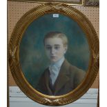 V GOLDNER Portrait of a young man in green jacket, signed, pastel, 64 x 53cm Condition Report: Not