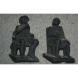 Two cast iron door stops, Buck & Hickman speed indicator in fitted case and part chess set Condition