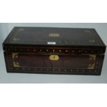A Victorian rosewood and brass bound writing slope with brass plaque inscribed Cargil Fullerton,