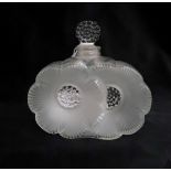 A Lalique Deux Fleurs perfume bottle, 9cm high Condition Report: stopper stuck in bottle.