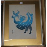 JOHNNIEBO ASHEVEK Taleelayo and Sea Bird, signed, linocut, 24/50, dated, 1965, 61 x 43cm Condition