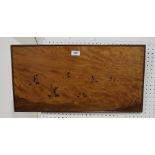 An inlaid wooden panel depicting Oyster Catchers, 31cm high Condition Report: