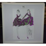 ROZ JENNINGS Design illustrations, signed, felt pen, 29 x 19cm (2) Condition Report: Not available