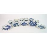 A GROUP OF LATE 18TH CENTURY WORCESTER BLUE AND WHITE TEA WARES to include two Mother and Child