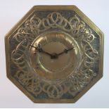 A GLASGOW SCHOOOL ARTS AND CRAFTS BRASS WAG AT THE WA the octagonal face with grotesque knotwork