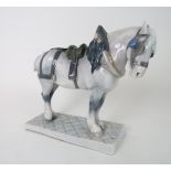 CARL JOHAN BONNESEN FOR ROYAL COPENHAGEN - MODEL OF A CART HORSE modelled standing on rectangular