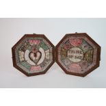 A 19TH CENTURY DOUBLE SHELLWORK SAILOR'S VALENTINE with geometric shell patterns and Think of Me, to