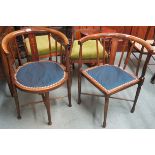 A mahogany corner chair with ribbon inlay and a matching tub chair (2) Condition Report: Available