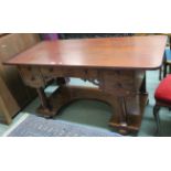 A Victorian mahogany dressing table with replacement modern mahogany top, 72cm high x 145cm wide x