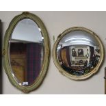 An oval wall mirror and a convex wall mirror, (2) Condition Report: