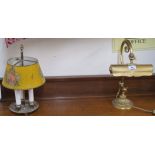 An ornate brass desk lamp and a table lamp (2) Condition Report: Available upon request