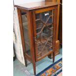 A small mahogany display cabinet with single glazed door, 110cm high x 56cm wide x 34cm deep