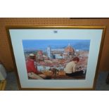 ANDREW FITZPATRICK Grand Canal, Venice, signed, print, 38 x 40cm and a view of Florence (2)