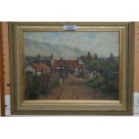 THOMAS PATERSON Village scene, signed, oil on board, 22 x 29cm Condition Report: Available upon