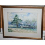 WILLIAM ADAM Farm buildings, signed, watercolour, 33 x 48cm Condition Report: Available upon