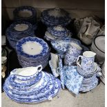 A quantity of Ashworth Bros blue and white transfer printed tablewares, Grindley blue and white