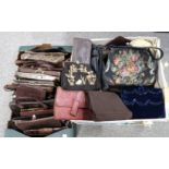 A large collection of vintage ladies handbags and clutch bags Condition Report: Not available for