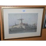 JOHN BULLOCH SOUTER Windmill, pastel, 26 x 36cm Condition Report: Available upon request