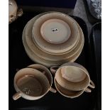 Susie Cooper dinnerwares with banded pink decoration Condition Report: Not available for this lot