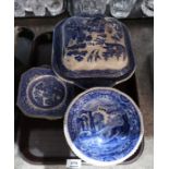 Six Copeland Spode Italian pattern bowls and other blue and white pottery Condition Report: Not