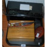 A tray lot including deed box, knife etc Condition Report: Available upon request