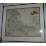 An early Johnston's map of Dumbarton with railways, 67 x 80cm overall Condition Report: Available