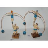 Two enamel painted balance figures (2) Condition Report: Available upon request