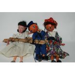 Three various Pelham puppets in two boxes, boxes marked for Poodle and Mexican girl Condition