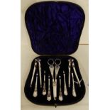 A cased 9 piece EPNS fruit and nut cutlery set Condition Report: Available upon request