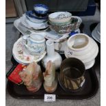 Noritake cups and saucers decorated with blue blossoms, A Royal Albert Silver Maple pattern oval