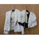A pale fur shrug, and an ermine jacket and stole, assorted brown fur stoles & shrugs Condition