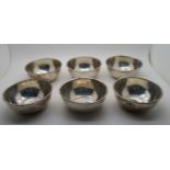 A lot of six silver bowls Birmingham 1910, 1911 and a rubbed mark, 10.5 cm in diameter, 386 gms