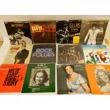 A lot of Elvis Presley vinyl records with LP's, hit singles and a card backed promotional flexi disc
