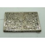 An Italian sterling silver cigarette case with filigree decoration 13cm x 8cm 142 grams Condition