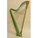A Grecian harp with a thirty three string action on four claw feet 122 cm in height (af) Condition