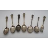 A lot comprising assorted silver flatware with Edinburgh, Glasgow and Sheffield hallmarks 118gms (7)